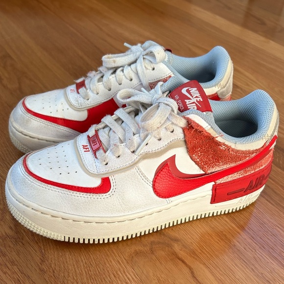 Nike Women’s Air Force 1 Low Shadow Sneakers Cracked Leather Size 7.5 - Picture 1 of 16